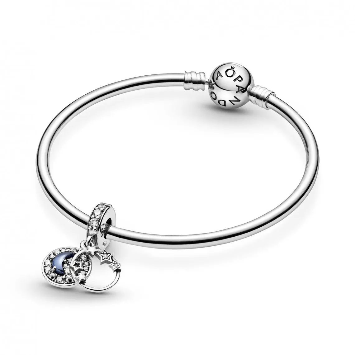 Charm Double Pendant Ciel Nocturne Bleu Croissant de Lune & Étoiles Pandora Passions - Argent | 3 Suisses