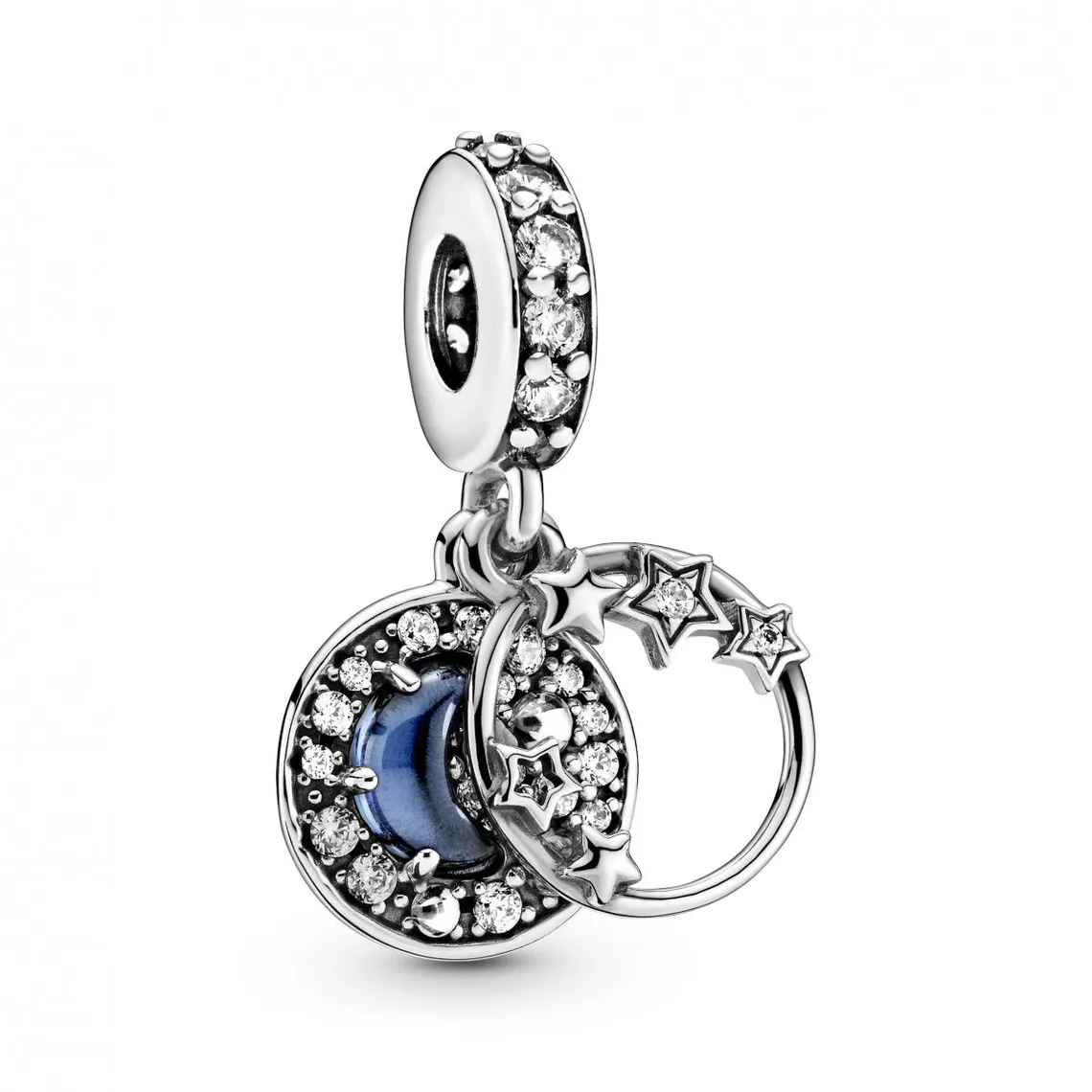 Charm Double Pendant Ciel Nocturne Bleu Croissant de Lune & Étoiles Pandora Passions - Argent | 3 Suisses