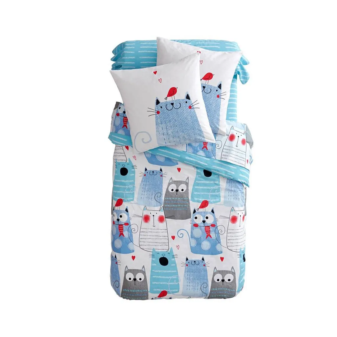 Drap-housse  MATOU bleu en coton | 3 Suisses