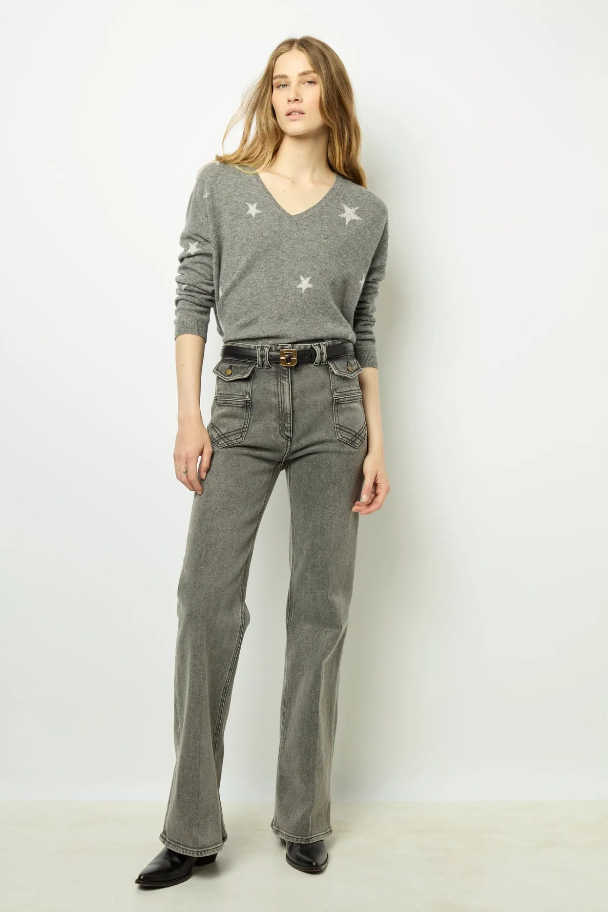 Pull V à étoiles en cachemire - JODELLE