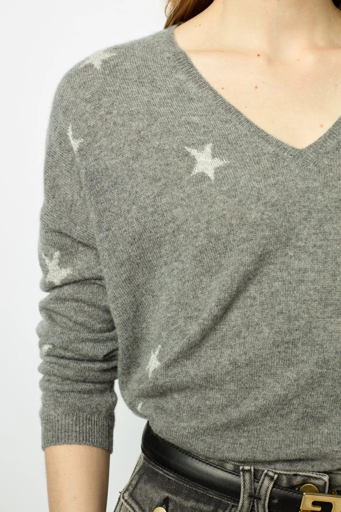 Pull V à étoiles en cachemire - JODELLE